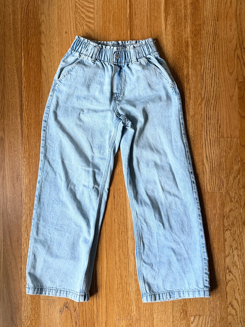 H&M Girls Wide Leg Paperbag Jeans, Light Wash, 10